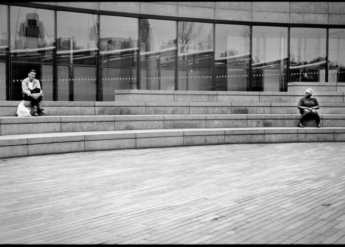 Near London City Hall There Is This Little Agora Where It Is Nice And Easy To Sit Talk, Have A Lunch Or Whatever. Those Two People Look Isolated, Worlds Apart From Each Other. And Then She Turns Her Head, Maybe She Looks At Him, Maybe Not. Probably Not. Who Knows?